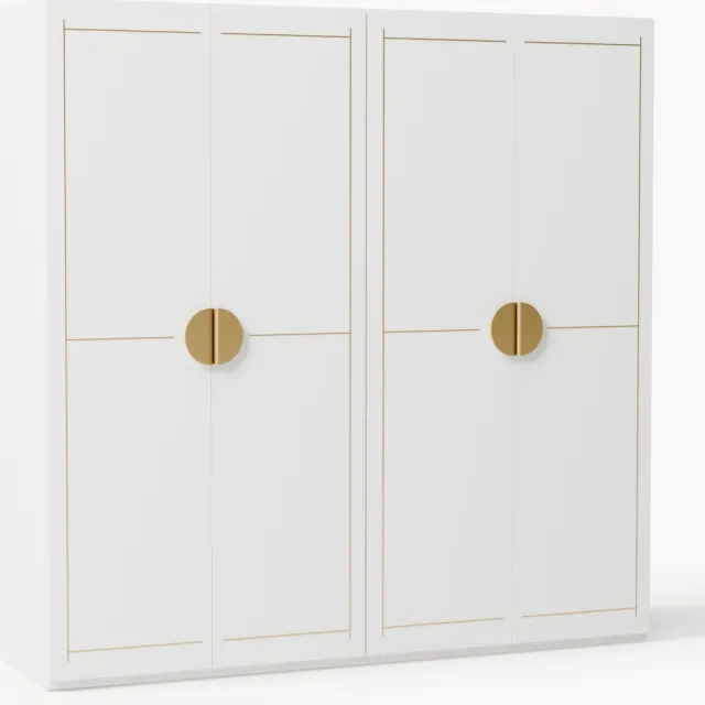 Westwing Collection Modulaire draaideurkast Denise, 200 cm breed, in verschillende formaten Wit, Goudkleurig