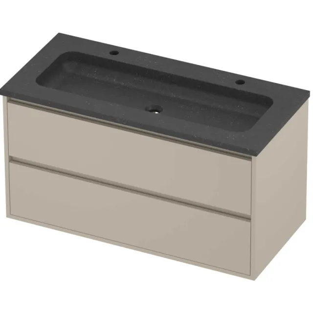 Proline Rollo Badmeubelset Hardsteen Elegant Greeploos 100x46x54 cm Blue Stone Soft Linen Beige