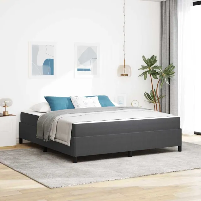 vidaXL Bedframe met matras Donkergrijs 180 x 200 cm Stof