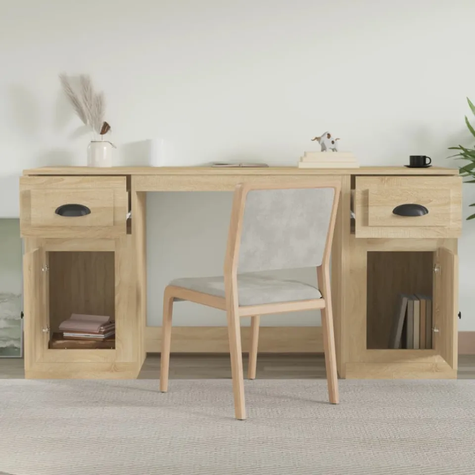 vidaXL Bureau met kast bewerkt hout sonoma eikenkleurig, foto 3