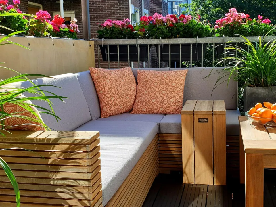 ROUGH Furniture ROUGH-C chaise longue loungeset 3-delig bruin, foto 4