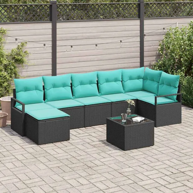 vidaXL Bankstel 8 st Zwart poly rattan, foto 2