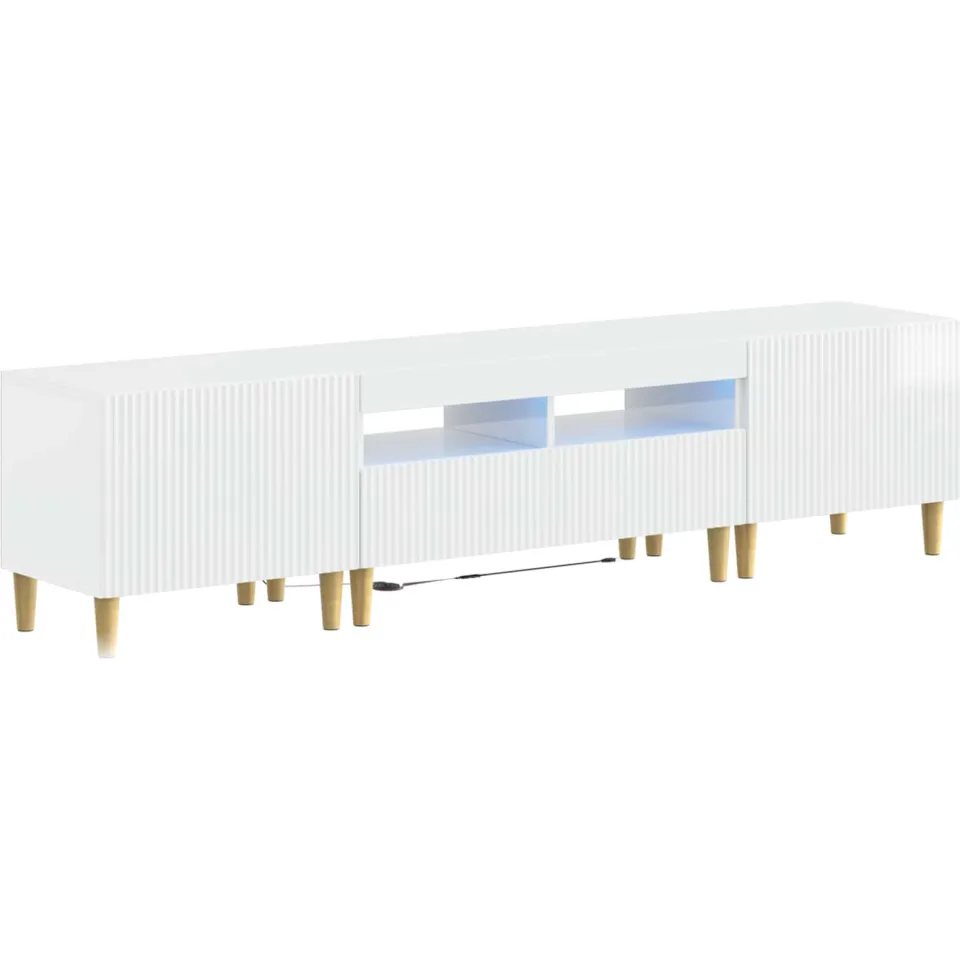 vidaXL 3-delige LED TV-kast ARNHEM 3 st Hoogglans Wit Bewerkt hout