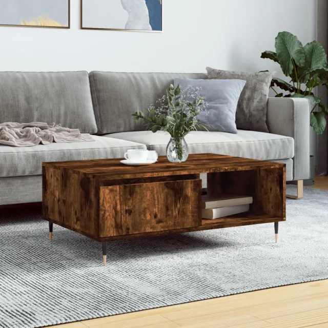 vidaXL Salontafel 90x60x35 cm bewerkt hout gerookt eikenkleurig, foto 2