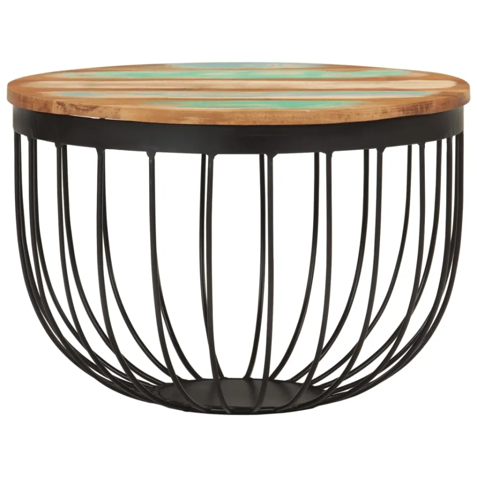 vidaXL Salontafel Ø 50x35 cm massief gerecycled hout en staal, foto 2