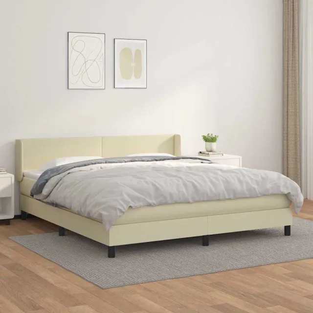 vidaXL Boxspring met matras kunstleer crèmekleurig 160x200 cm