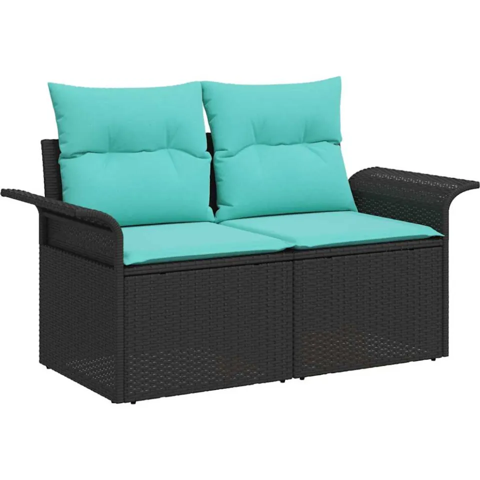 vidaXL Tuin Sofa Set 7 st Poly riet zwart, foto 4