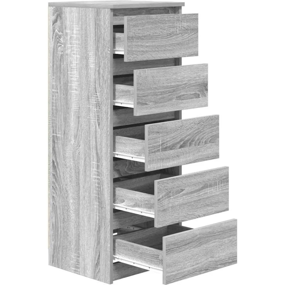 vidaXL Dressoir met lades 37,5x35x99 cm spaanplaat grijs Sonoma, foto 4