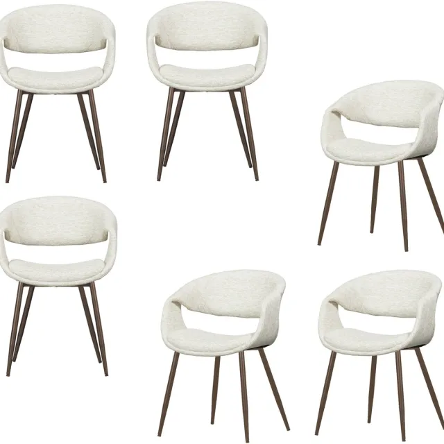 WOOOD Yossi Eetkamerstoelen Metalen Koper Poot - Naturel - Set van 6