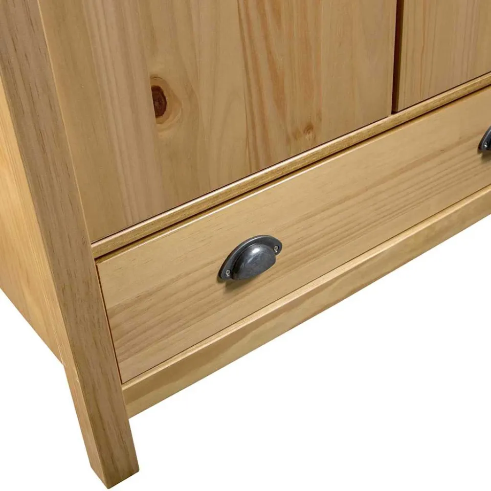 vidaXL Kledingkast Hill 2 deuren 89x50x170 cm massief grenenhout bruin, foto 4