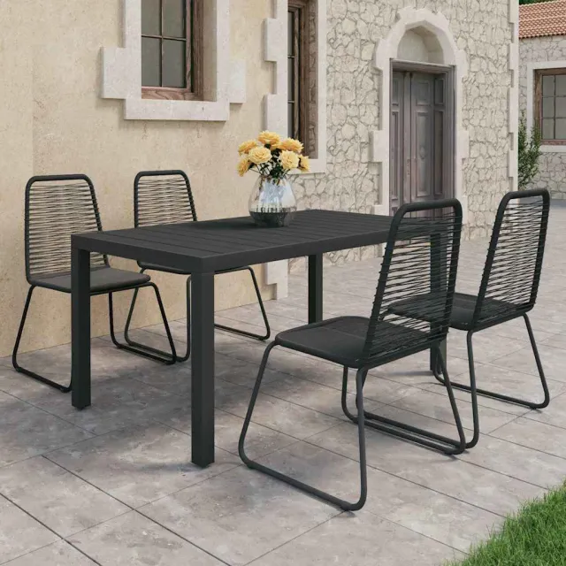 vidaXL 5-delige Tuinset PVC-rattan zwart