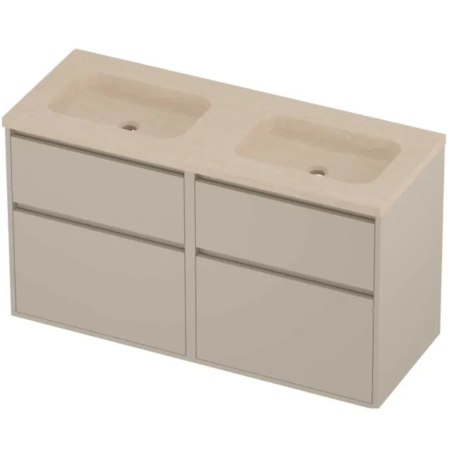 Proline Rollo Badmeubelset Hardsteen Elegant 4 Laden 120x46x67 cm Sand Stone Soft Linen Beige