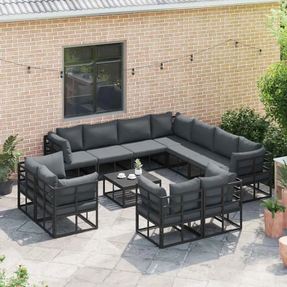 vidaXL Tuinbankenset 12 st Zwart Aluminium, foto 2
