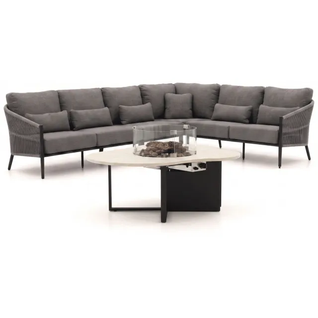 Bellagio tuinmeubelen Bellagio Mineo/Cosiloft Novi hoek loungeset met vuurtafel 5-delig Grijs