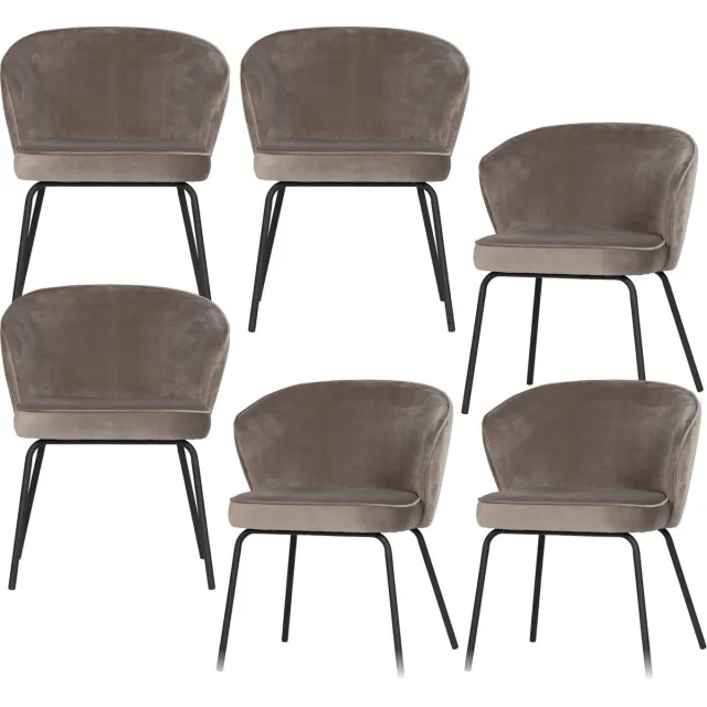 WOOOD Admit Eetkamerstoelen - Fluweel - Khaki - Set van 6