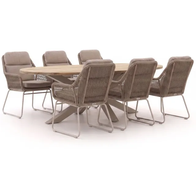 Intenso Furniture Intenso Isorella/ROUGH-Y Ellips 200cm dining tuinset 7-delig bruin, foto 2