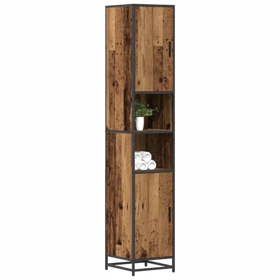 vidaXL Badkamermeubelset Oud Hout 35 x 37,5 x 188,5 cm Bewerkt hout Bruin
