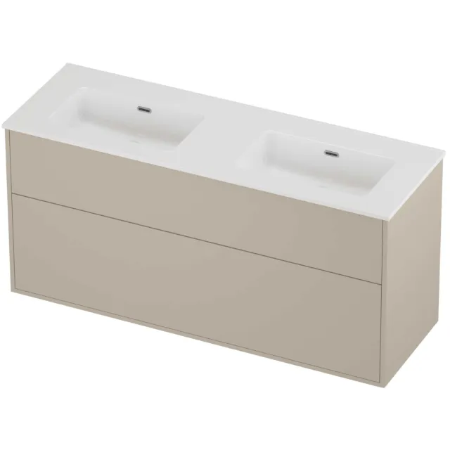 Proline Tribute Badmeubelset Porselein Elegant Dubbel 140x46x67 cm Glans Wit Soft Linen Beige