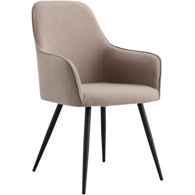 QUVIO Eetkamerstoel Vienna - Stijlvol en Comfortabel - Taupe en Zwart - Set van 2 Grijs
