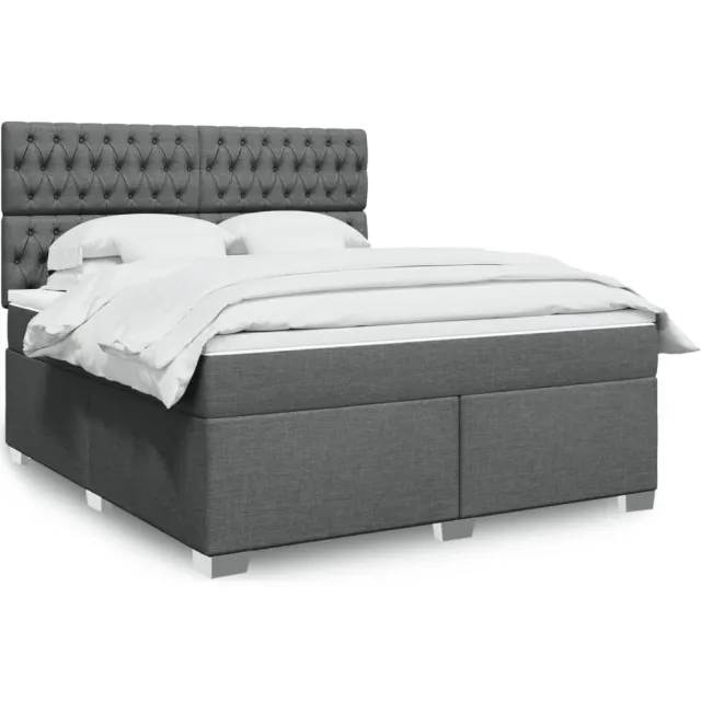 vidaXL Boxspring met matras stof donkergrijs 180x200 cm grijs