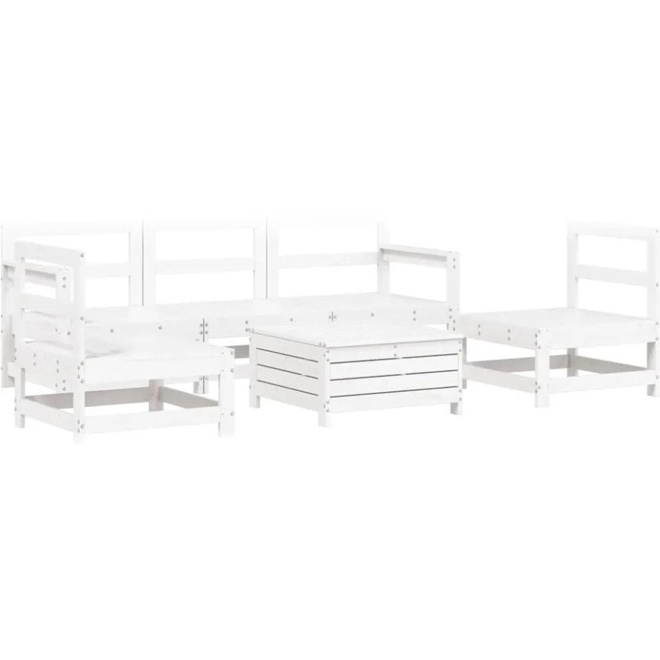 vidaXL 6-delige Loungeset massief grenenhout wit