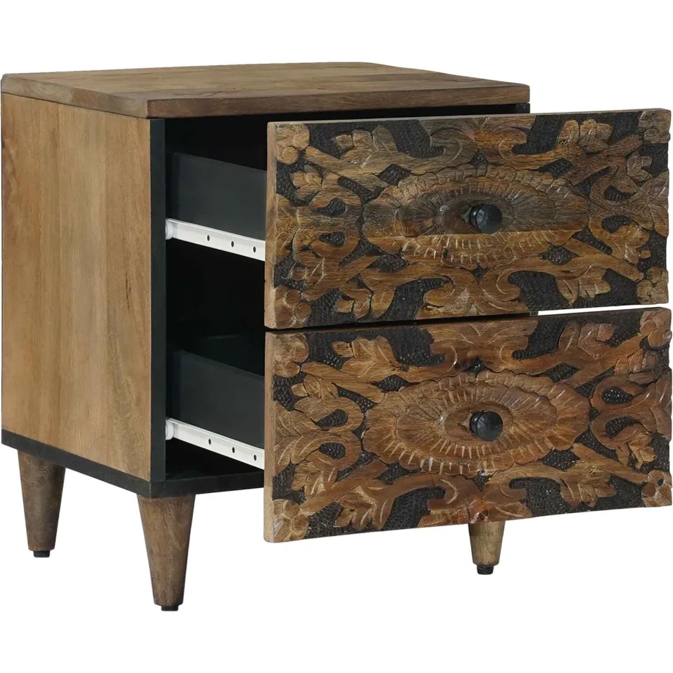vidaXL Nachtkastje Bruin 40 x 33 x 46 cm Massief Mango Hout, foto 2