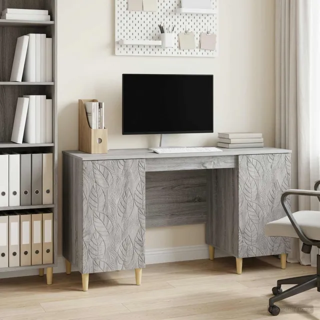 vidaXL Bureau Grijs Sonoma 142,5 x 50 x 75 cm Bewerkt hout, foto 2