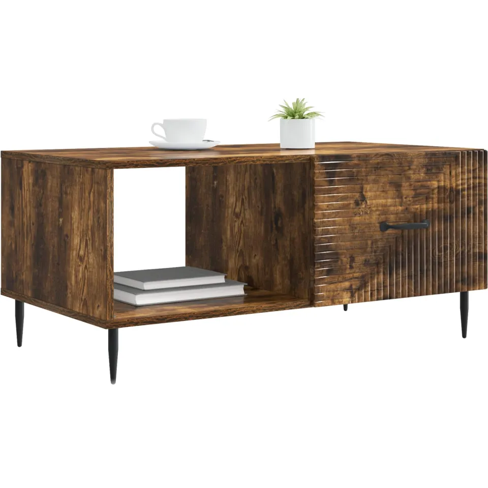 vidaXL Salontafel Gerookt eiken 90 x 50 x 40 cm Bewerkt hout Bruin