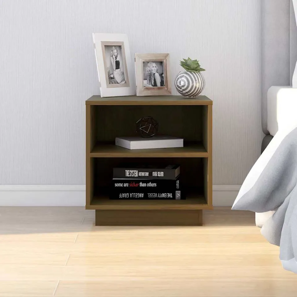 vidaXL Nachtkastjes 2 st 40x34x40 cm massief grenenhout honingbruin bruin, foto 3