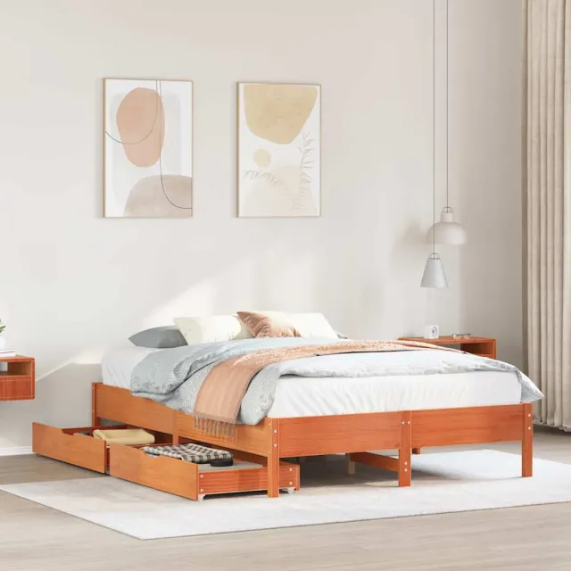 vidaXL Bedframe zonder matras massief grenenhout wasbruin 150x200 cm bruin