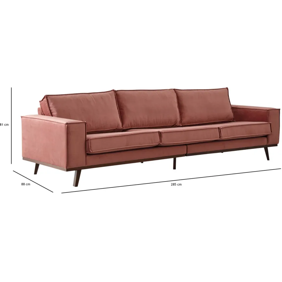 NOUS Living Verona 4-zitsbank velours roze, foto 3
