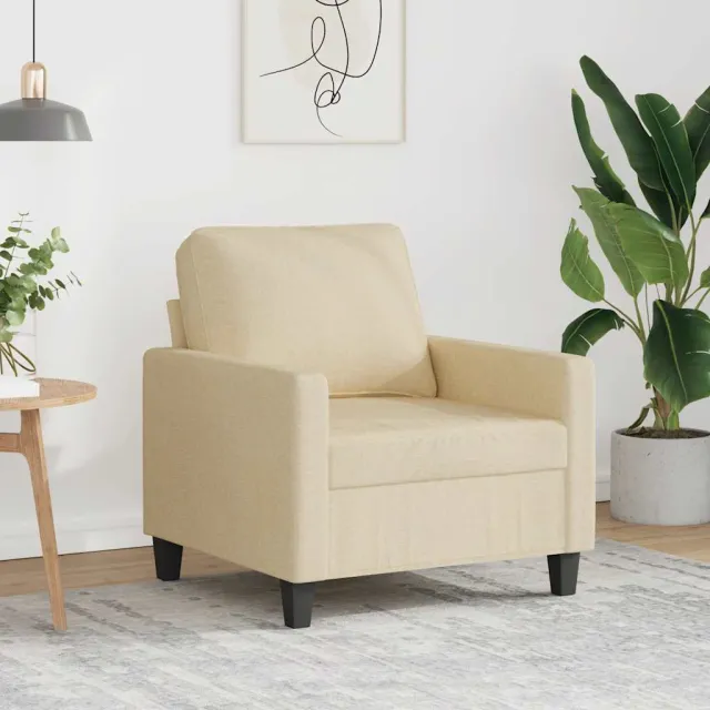 vidaXL Fauteuil 60 cm stof crèmekleurig