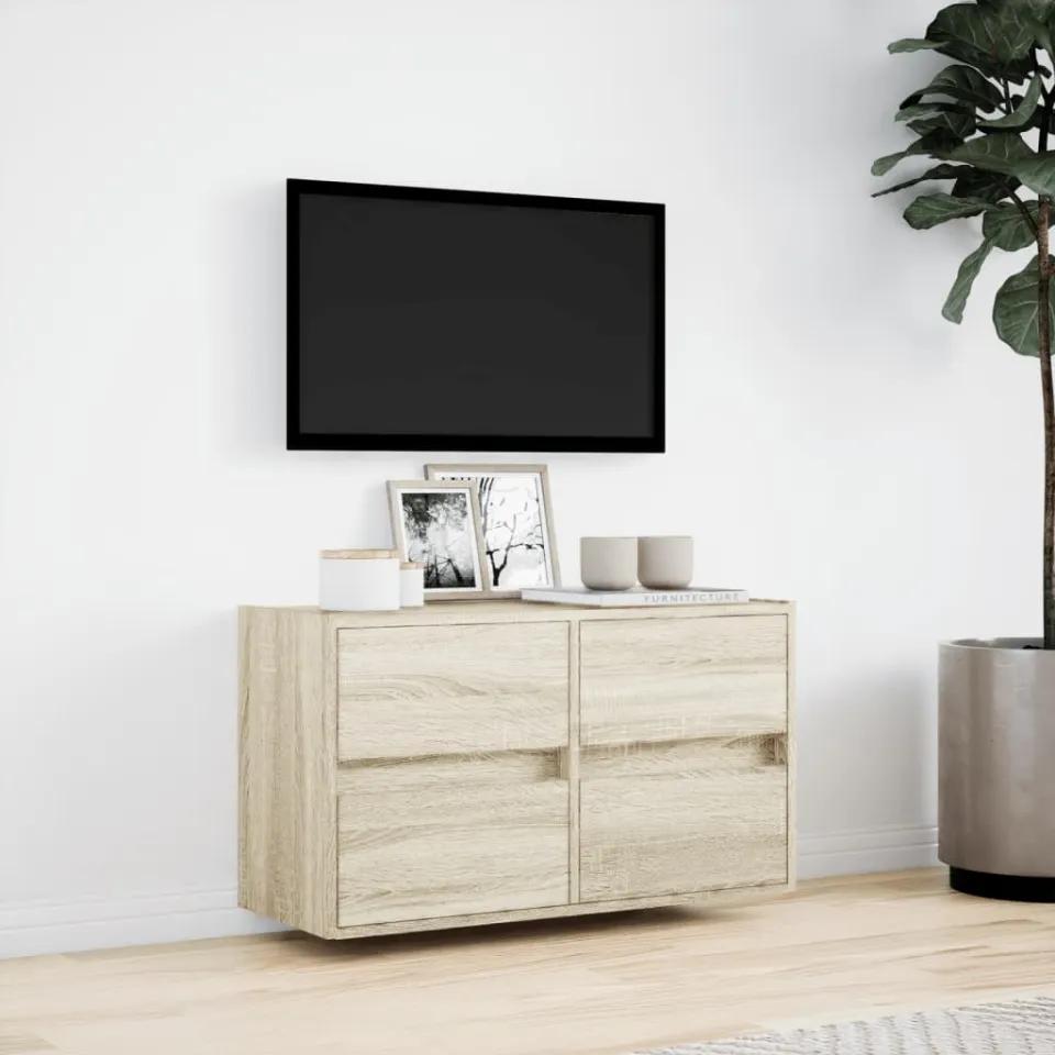 vidaXL Tv-wandmeubel met LED-verlichting 80x31x45 cm sonoma eikenkleur, foto 2