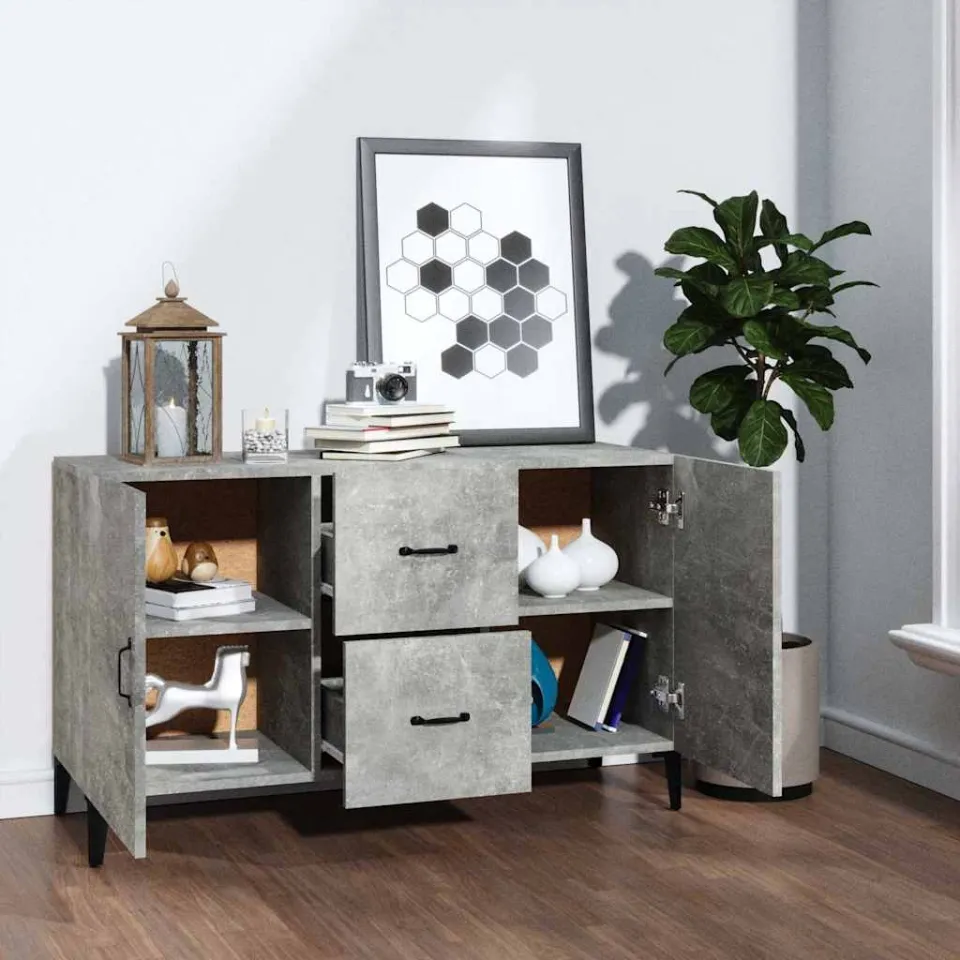 vidaXL Dressoir 100x36x60 cm bewerkt hout betongrijs grijs, foto 2