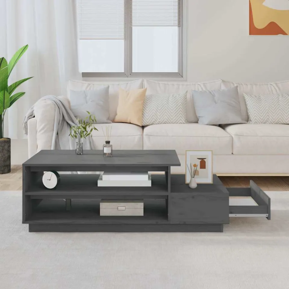 vidaXL Salontafel 120x50x40,5 cm massief grenenhout honingbruin bruin, foto 3