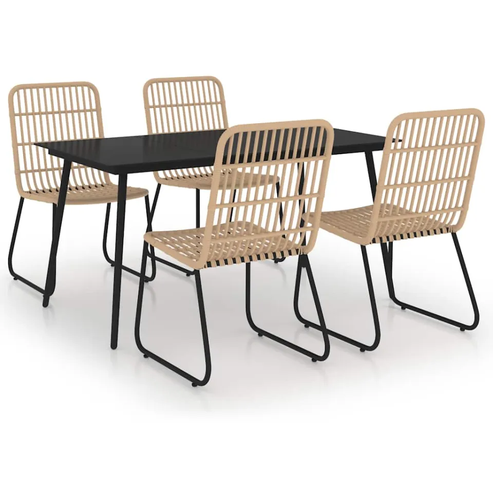 vidaXL 5-delige Tuinset poly rattan en glas bruin, foto 3