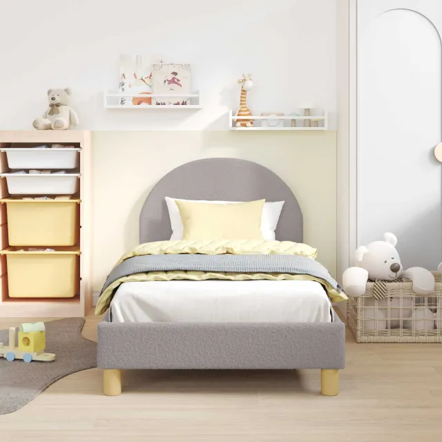 vidaXL Bedframe voor kinderen met hoofdbord Lichtgrijs 80 x 160 cm
