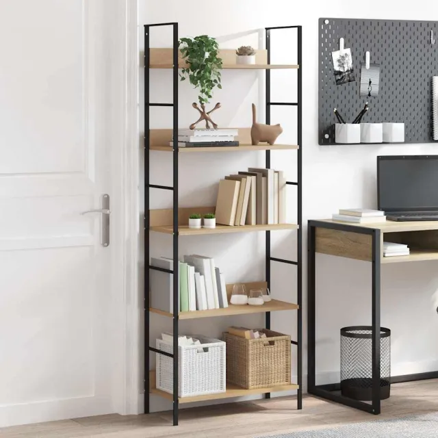 vidaXL Boekenkast 5 schappen 60x27,6x158,5 cm bewerkt hout eikenkleur