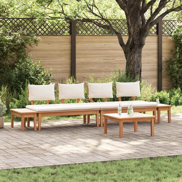 vidaXL Tuinbankenset 5 st Bruin en Crème, foto 2
