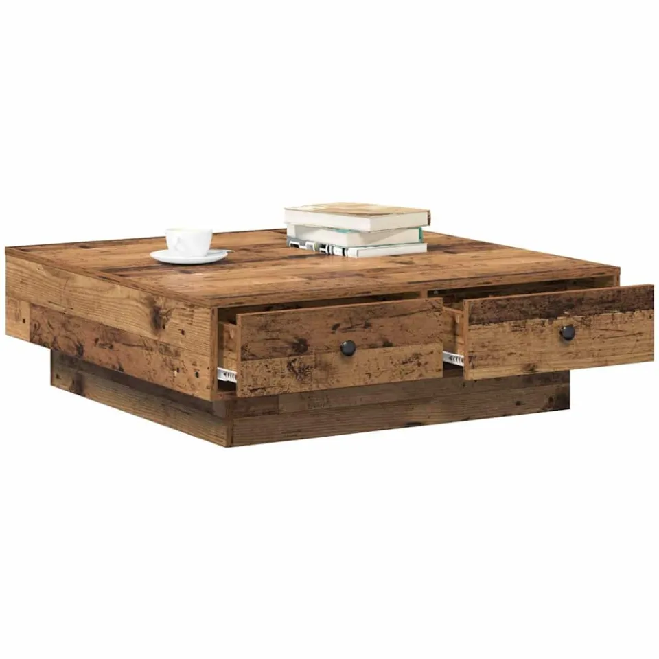 vidaXL Salontafel Oudhout 90 x 90 x 28 cm Bewerkt hout Bruin