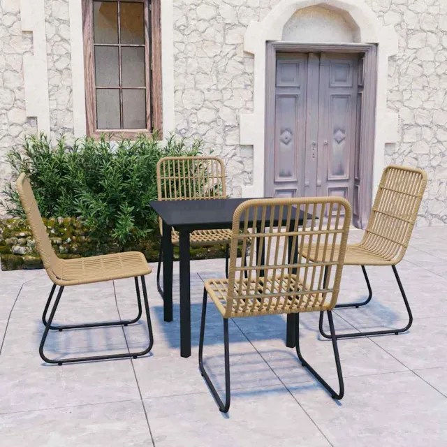 vidaXL 5-delige Tuinset poly rattan en glas bruin, foto 2