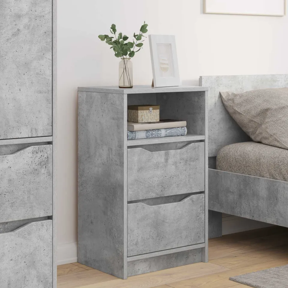 vidaXL Nachtkastjes 2 st Beton Grijs 40 x 30 x 467 cm Bewerkt hout, foto 4