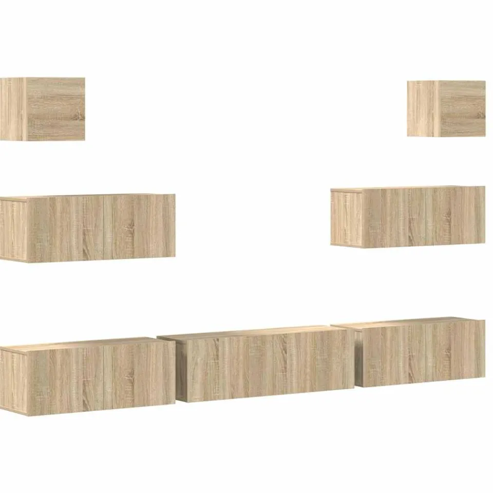 vidaXL 7-delige Tv-meubelset bewerkt hout sonoma eikenkleurig Bruin