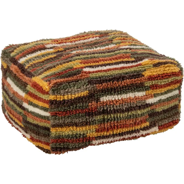J-Line poef Geometrisch - wol - meerkleurig Multi