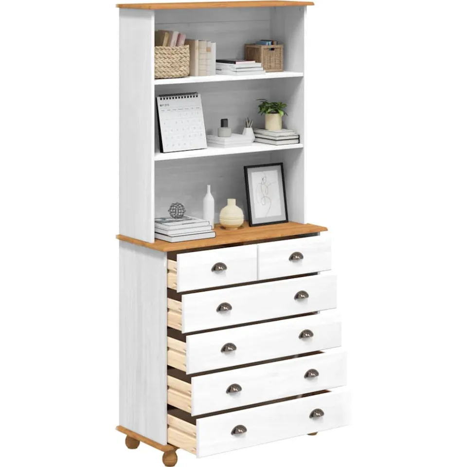 vidaXL Hutch ASKIM Wit 91 x 40 x 200,5 cm Massief grenenhout
