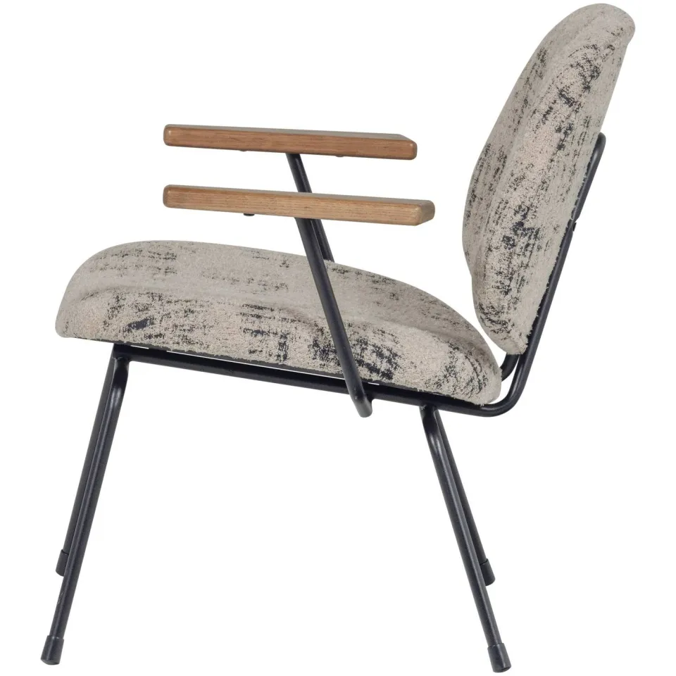 WOOOD Aure Fauteuil - Chenille stof - Beige/Zwart - 69x69x64, foto 3