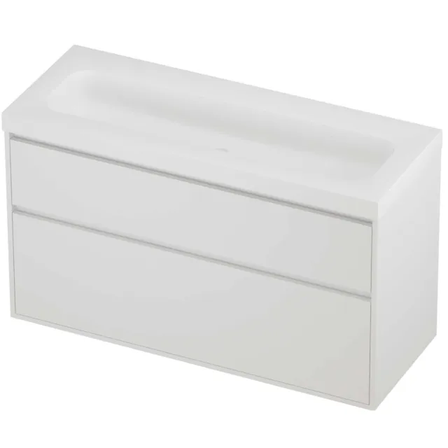Proline Haga Badmeubelset Polystone Mezza Zonder Kraangat Greeploos 120x46x73 cm Mat Wit Mat White