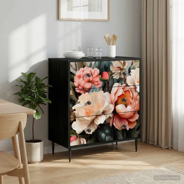 vidaXL Ladekast BORNE Licht pioenroosprint 66 x 36,5 x 76 cm Zwart