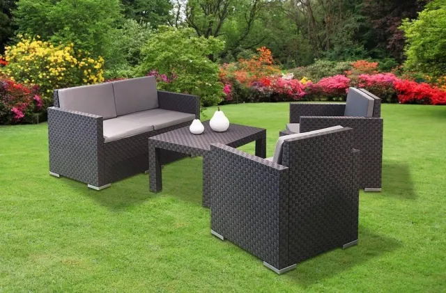 Pro Garden MALIBU-tuinmeubelset van polyrotan, 4-delig + kussens černá