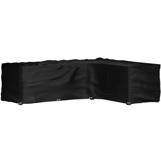 vidaXL Tuinmeubelhoezen met 16 oogjes L-vormig 260x210x80 cm Zwart